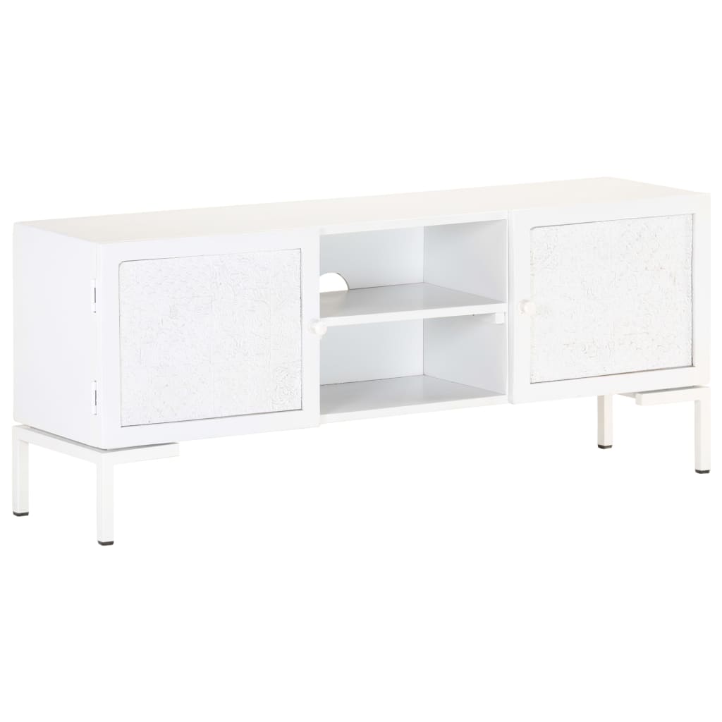 323580 vidaXL TV Cabinet White 115x30x46 cm Solid Mango Wood