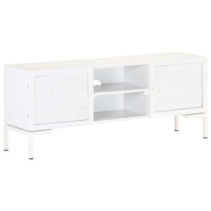 323580 vidaXL TV Cabinet White 115x30x46 cm Solid Mango Wood
