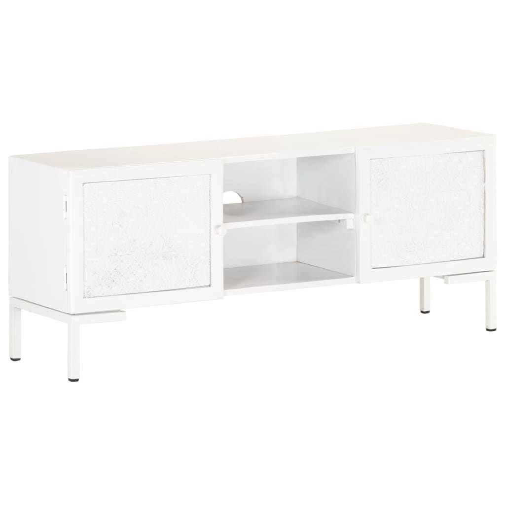 323580 vidaXL TV Cabinet White 115x30x46 cm Solid Mango Wood