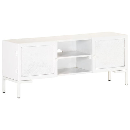 323580 vidaXL TV Cabinet White 115x30x46 cm Solid Mango Wood