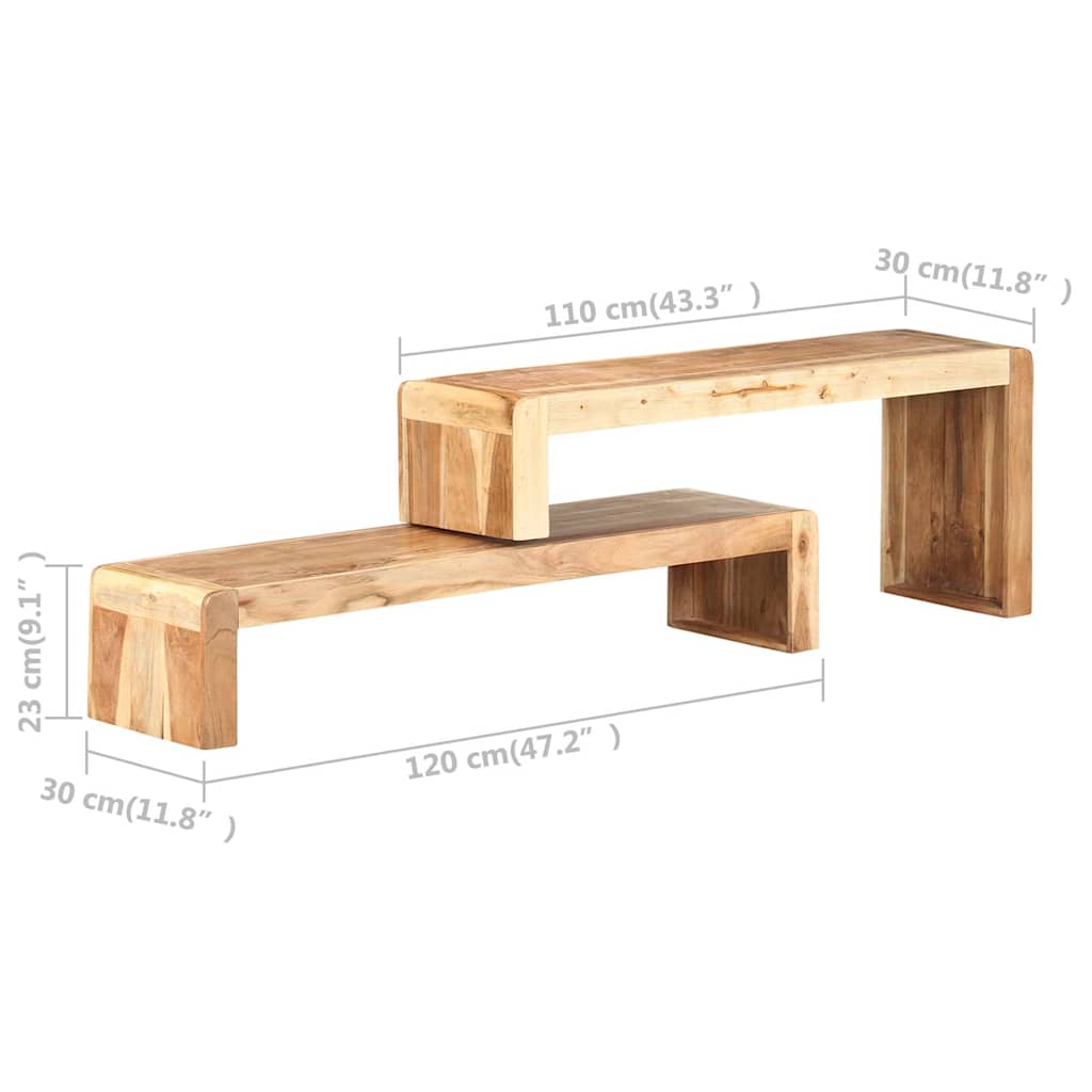 323589 vidaXL 2 Piece TV Cabinet Solid Acacia Wood