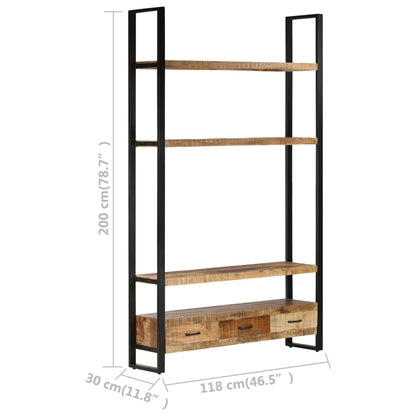 Bookshelf 118x30x200 cm Solid Rough Mango Wood