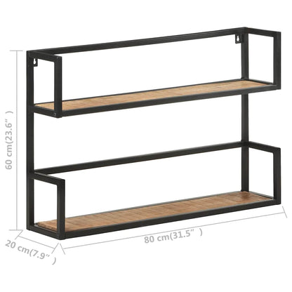 Wall Shelf 80x20x60 cm Rough Mango Wood