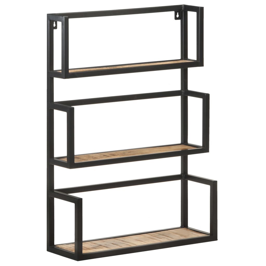 Wall Shelf 60x20x85 cm Rough Mango Wood