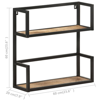 Wall Shelf 60x20x60 cm Rough Mango Wood