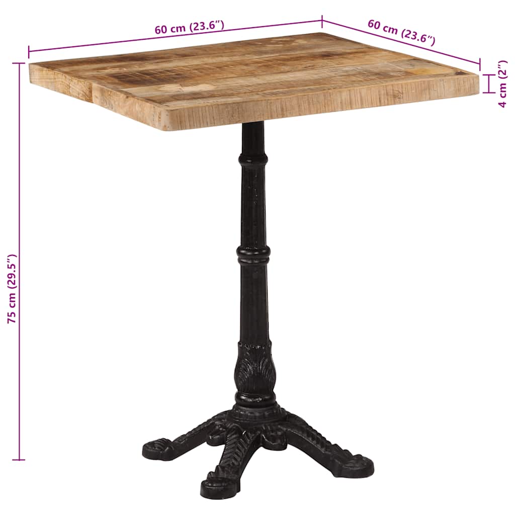 Bistro Table 60x60x77 cm Rough Mango Wood