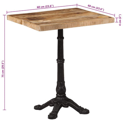 Bistro Table 60x60x77 cm Rough Mango Wood