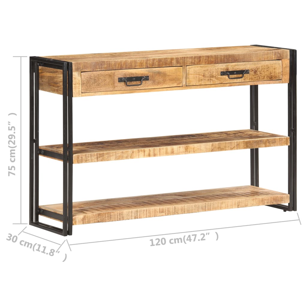 Sideboard 120x30x75 cm Solid Rough Mango Wood