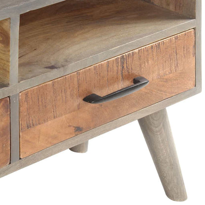 321805 vidaXL TV Cabinet Grey 130x35x51 cm Solid Rough Mango Wood