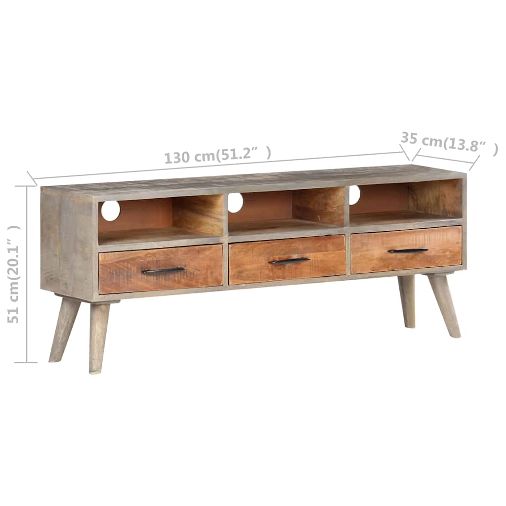 321805 vidaXL TV Cabinet Grey 130x35x51 cm Solid Rough Mango Wood