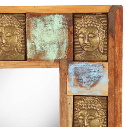 Mirror with Buddha Cladding 50x50 cm Solid Reclaimed Wood