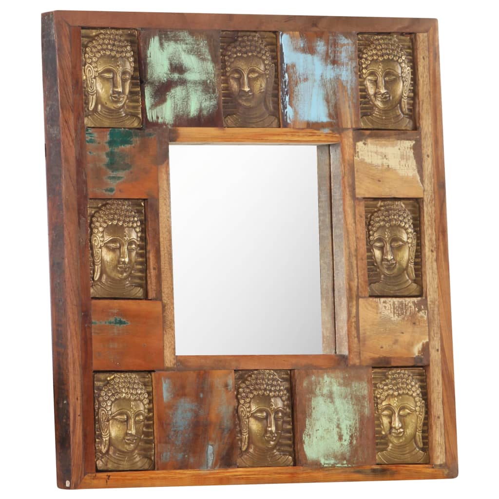 Mirror with Buddha Cladding 50x50 cm Solid Reclaimed Wood