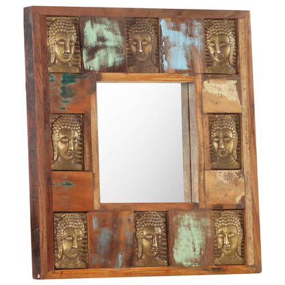 Mirror with Buddha Cladding 50x50 cm Solid Reclaimed Wood