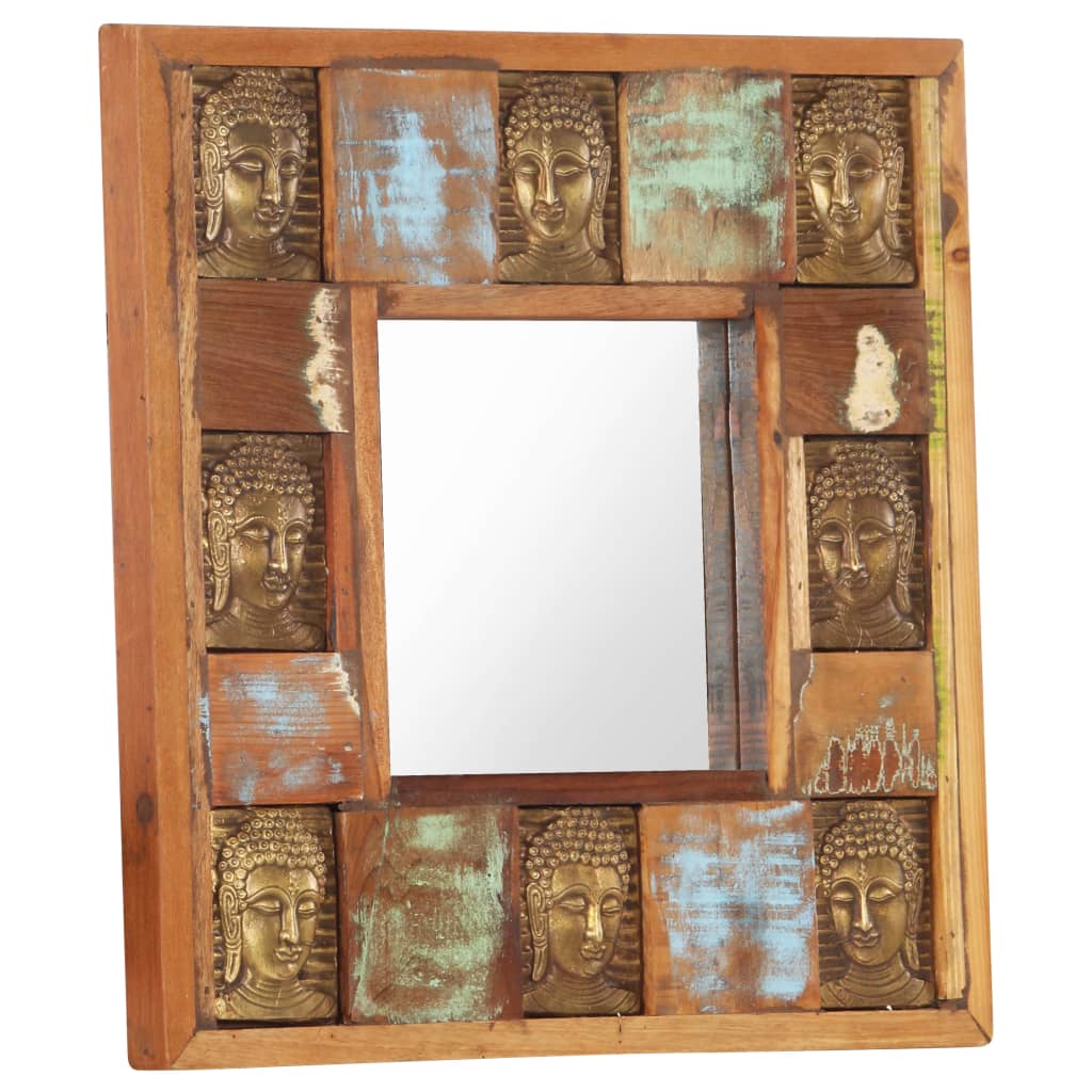 Mirror with Buddha Cladding 50x50 cm Solid Reclaimed Wood
