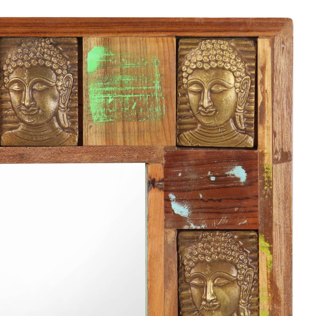 Mirror with Buddha Cladding 80x50 cm Solid Reclaimed Wood