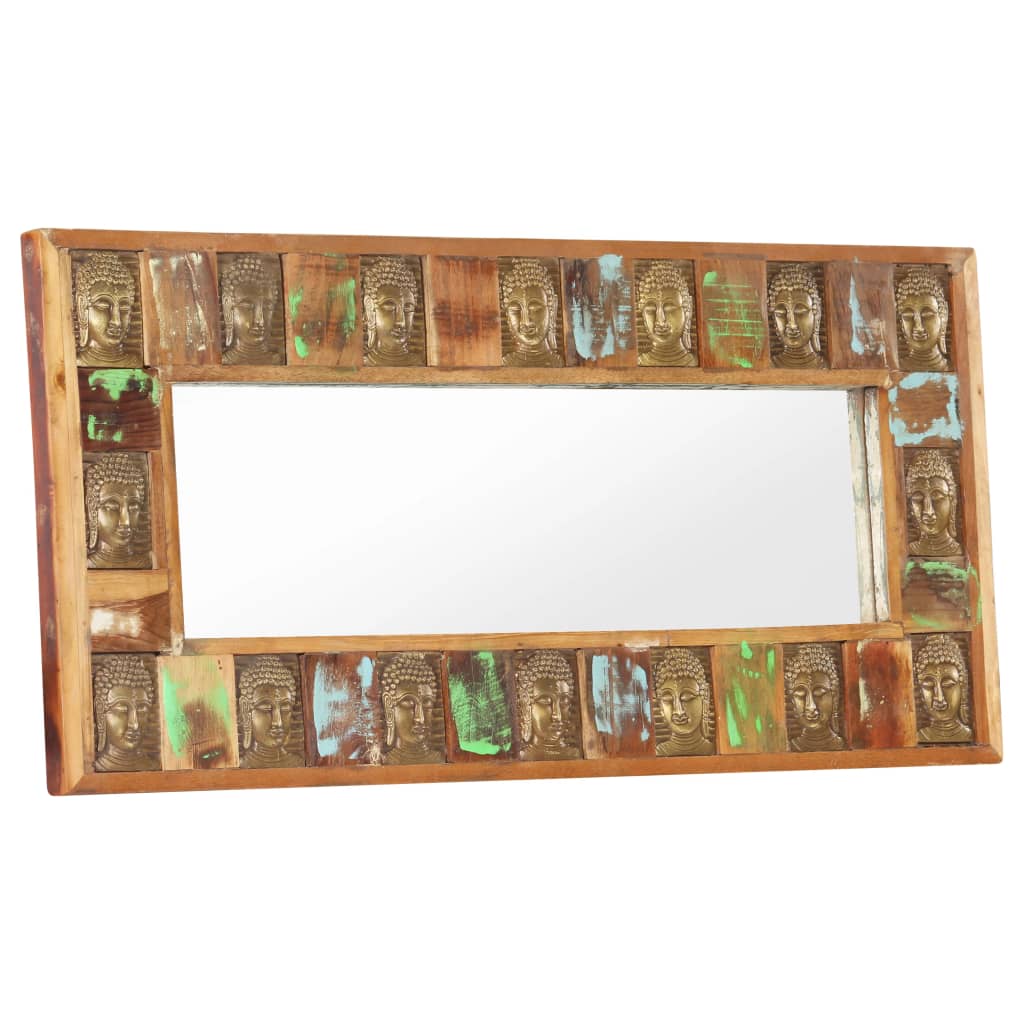 Mirror with Buddha Cladding 110x50 cm Solid Reclaimed Wood