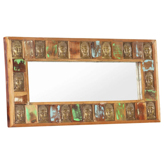 Mirror with Buddha Cladding 110x50 cm Solid Reclaimed Wood