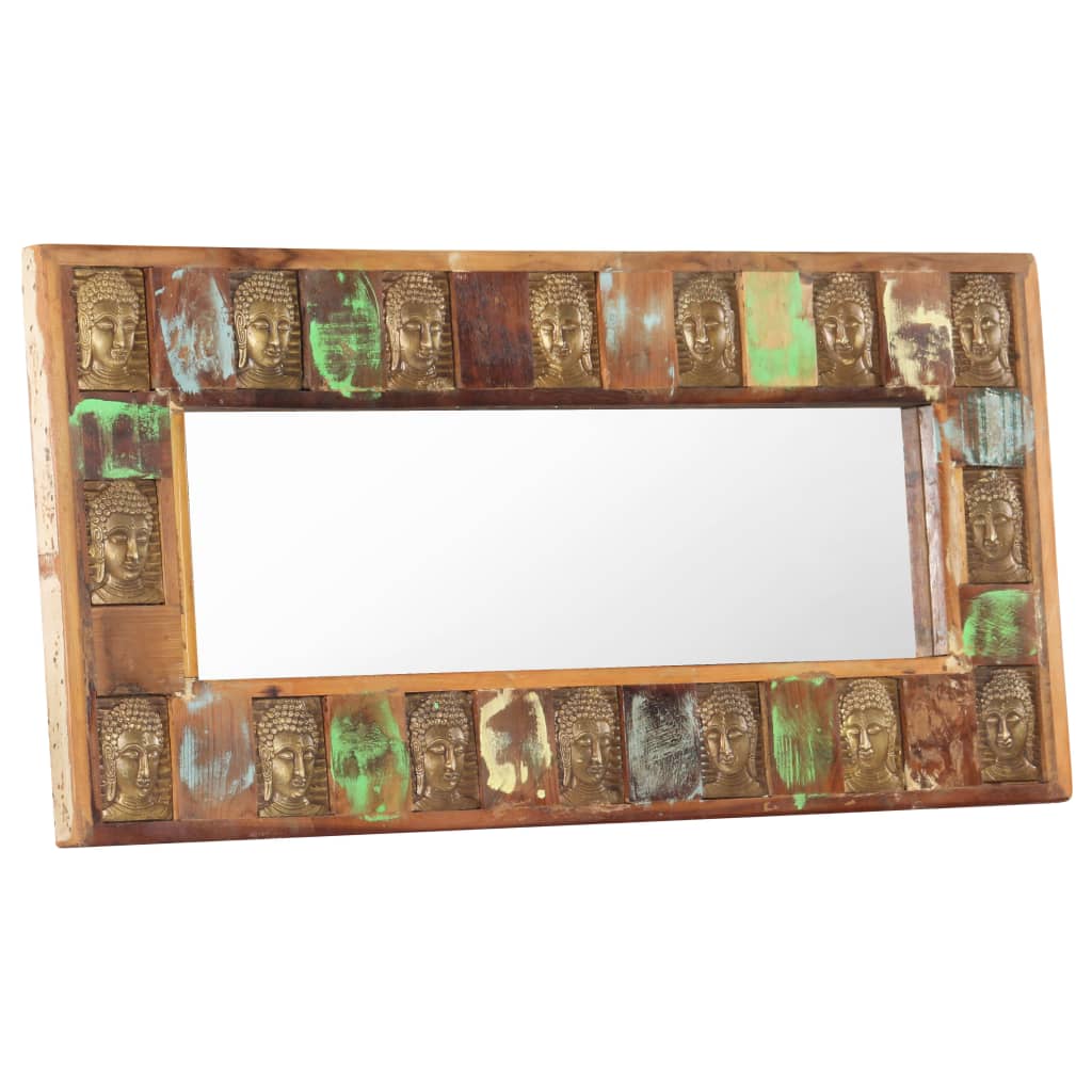 Mirror with Buddha Cladding 110x50 cm Solid Reclaimed Wood