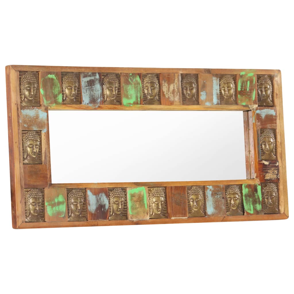Mirror with Buddha Cladding 110x50 cm Solid Reclaimed Wood