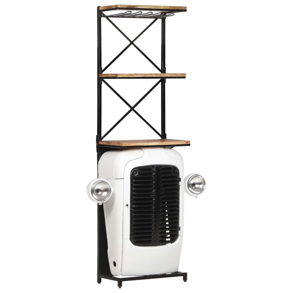 Tractor Wine Cabinet White 49x31x172 cm Rough Mango Wood