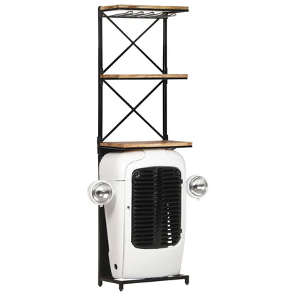 Tractor Wine Cabinet White 49x31x172 cm Rough Mango Wood
