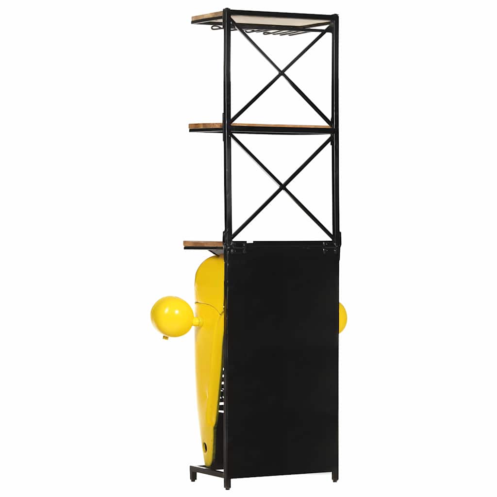 320488 vidaXL Tractor Wine Cabinet Yellow 49x31x172 cm Solid Mango Wood