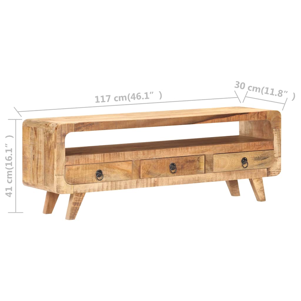 321042 vidaXL TV Cabinet 117x30x41 cm Solid Rough Mango Wood