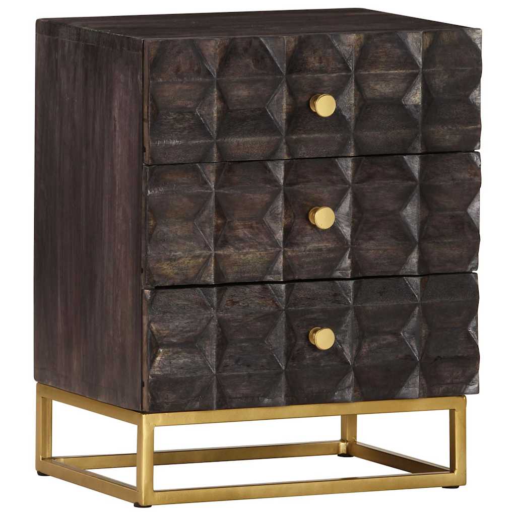 320813 vidaXL Bed Cabinet Black 40x30x50 cm Solid Mango Wood