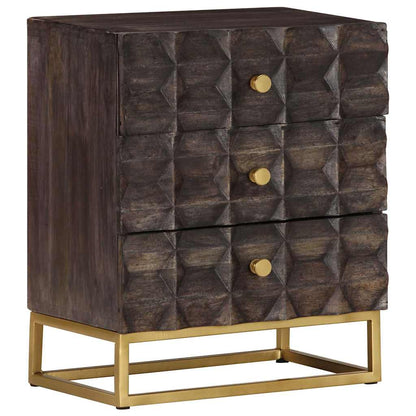 320813 vidaXL Bed Cabinet Black 40x30x50 cm Solid Mango Wood