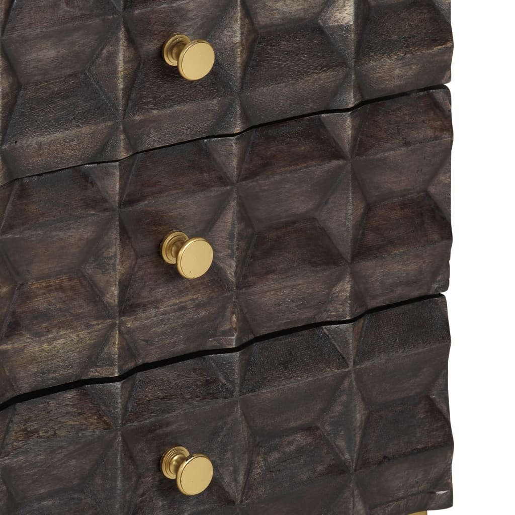 Bed Cabinet | Black | Solid mango wood, brass powder-coated iron | Medium