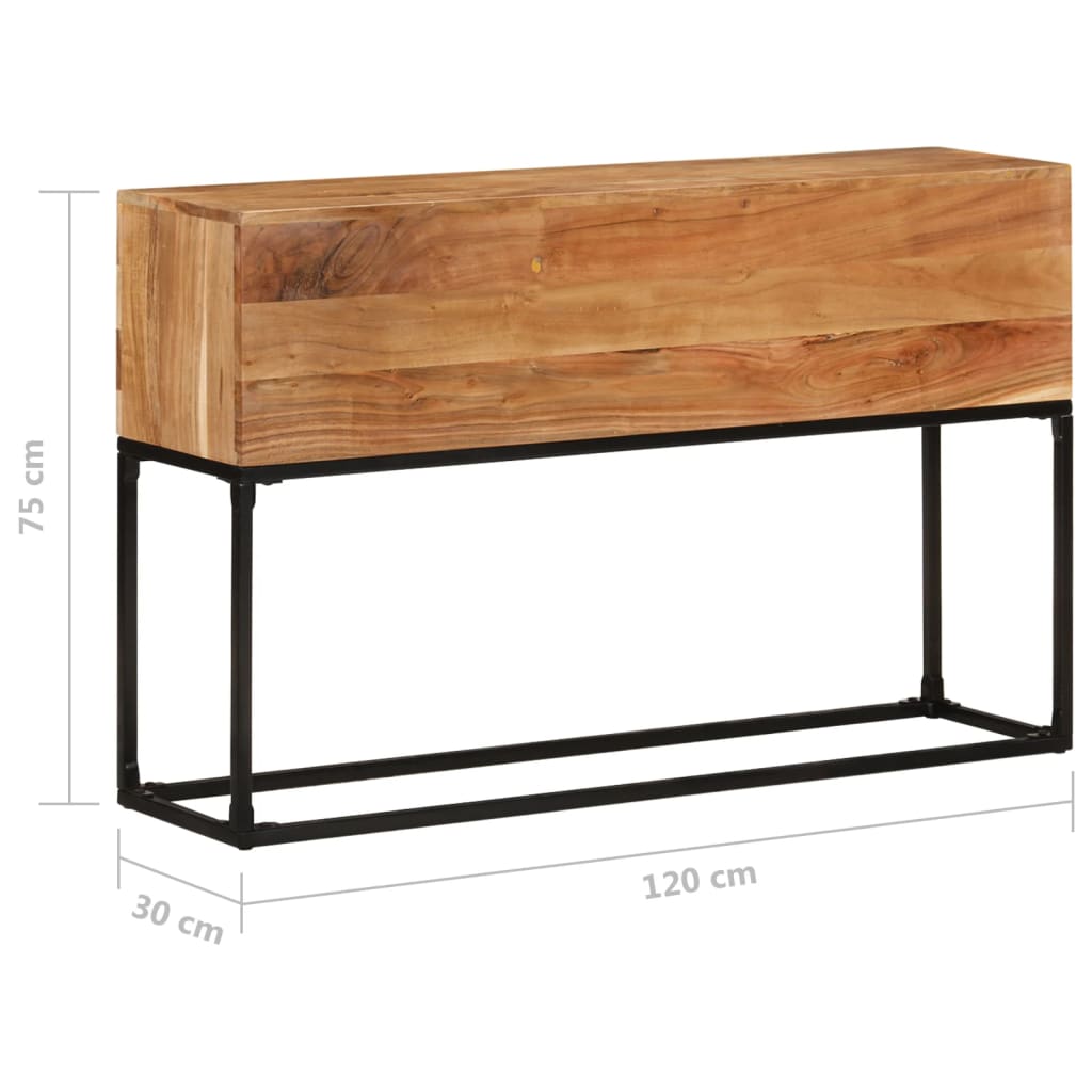 Console Table | Brown | Solid Acacia Wood, Powder-Coated Iron | 120 cm