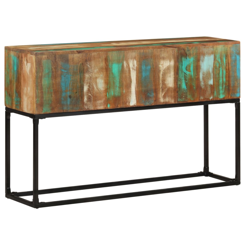 Console Table | Brown base with blue, green, cream hues