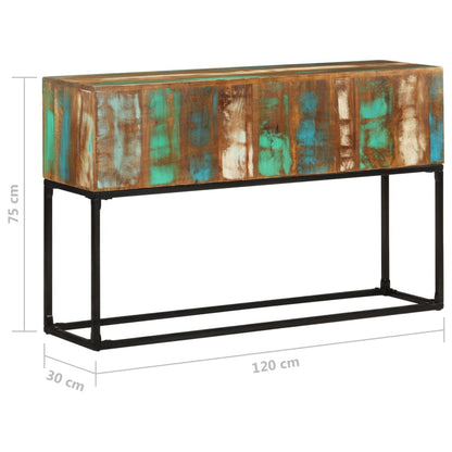 Console Table | Brown base with blue, green, cream hues
