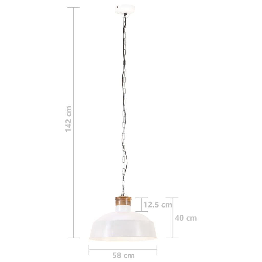 Industrial Hanging Lamp 58 cm White E27