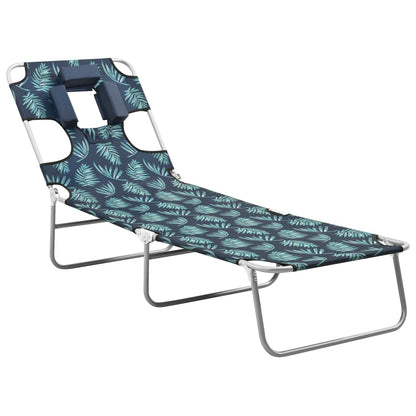 Sun Lounger | Leaves print | Sturdy steel frame, fabric (100% polyester)