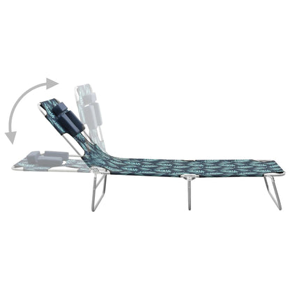 Sun Lounger | Leaves print | Sturdy steel frame, fabric (100% polyester)