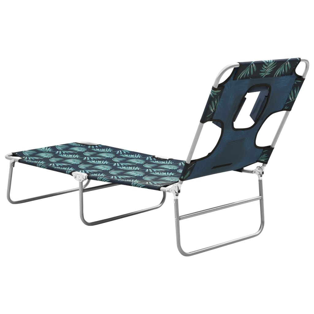 Sun Lounger | Leaves print | Sturdy steel frame, fabric (100% polyester)