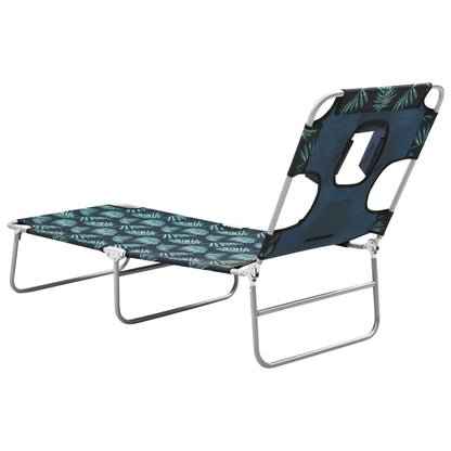 Sun Lounger | Leaves print | Sturdy steel frame, fabric (100% polyester)