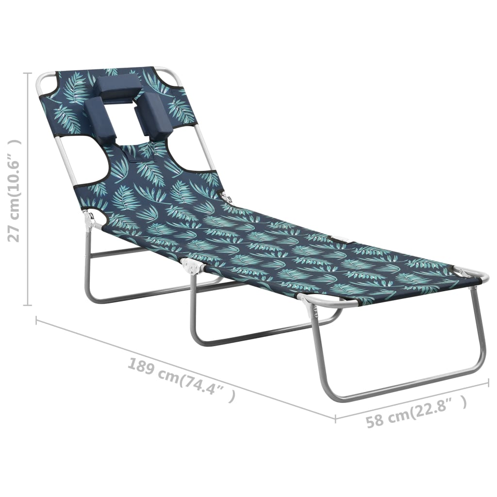 Sun Lounger | Leaves print | Sturdy steel frame, fabric (100% polyester)