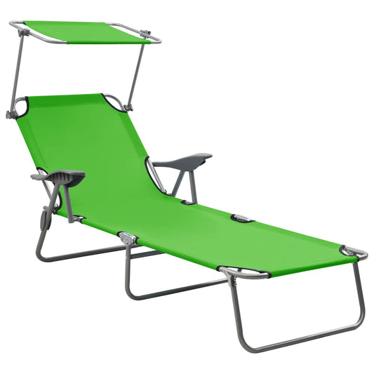 Outdoor Sunbed | Green | Powder-coated steel and fabric