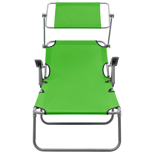Outdoor Sunbed | Green | Powder-coated steel and fabric
