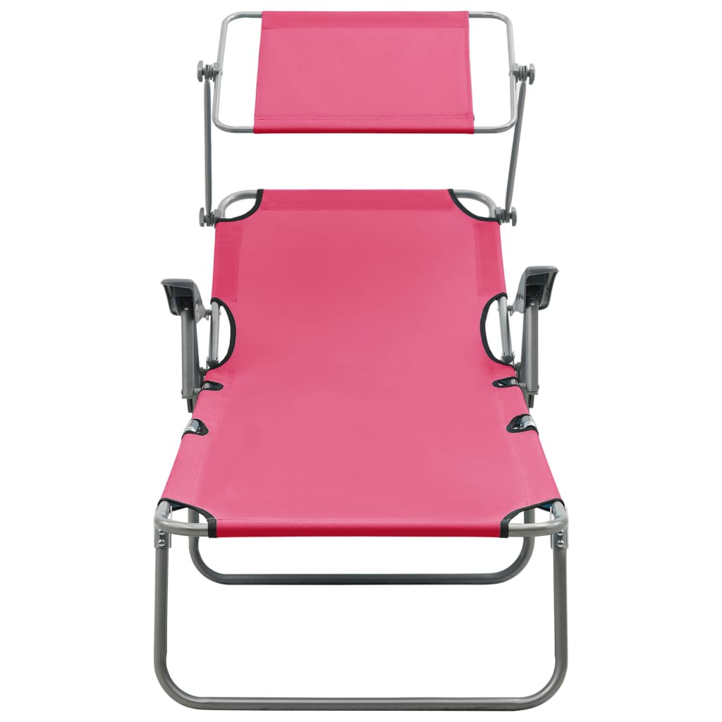 Outdoor Sunbed | Pink | Powder-coated steel and fabric | Large
