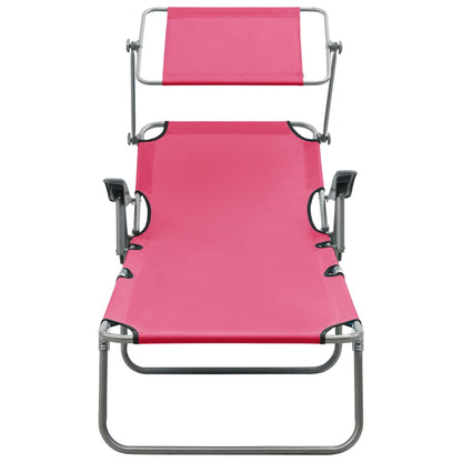 Outdoor Sunbed | Pink | Powder-coated steel and fabric | Large