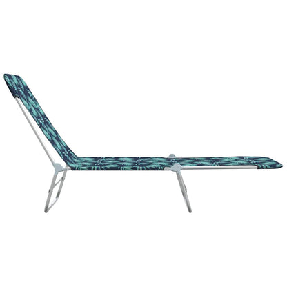 Folding Sun Loungers 2 pcs Steel and Fabric Leaf Pattern