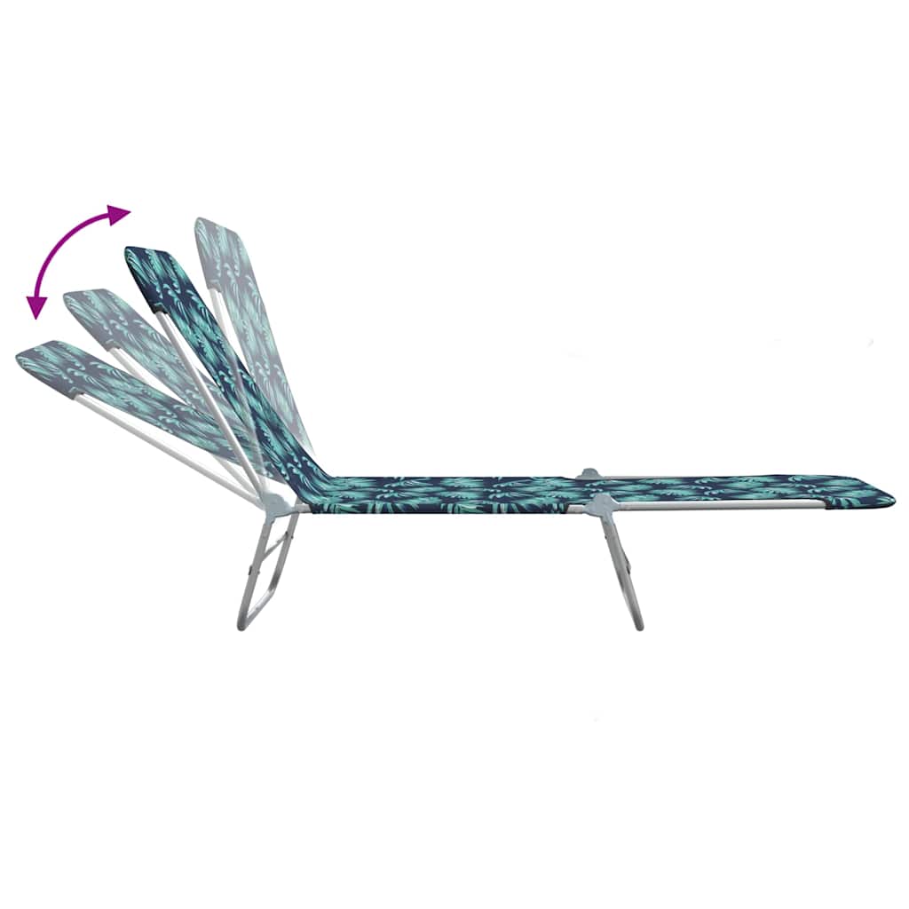 Folding Sun Loungers 2 pcs Steel and Fabric Leaf Pattern