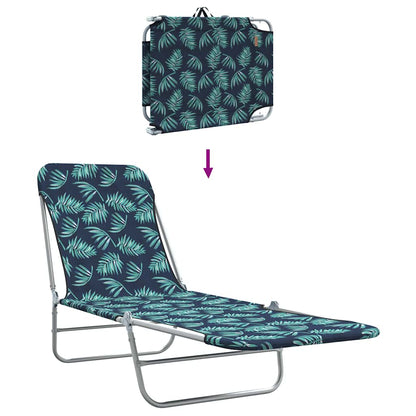 Folding Sun Loungers 2 pcs Steel and Fabric Leaf Pattern