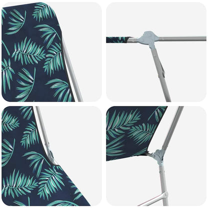 Folding Sun Loungers 2 pcs Steel and Fabric Leaf Pattern