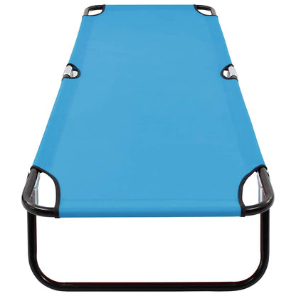 Folding Sun Lounger Steel Turquoise Blue