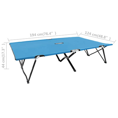 Two Person Folding Sun Lounger Blue Steel