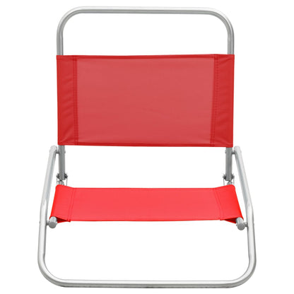 Folding Beach Chairs 2 pcs Red Fabric
